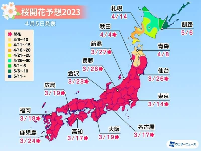 日本櫻花預測2023 最新櫻花開花前線賞櫻名所景點整理 2